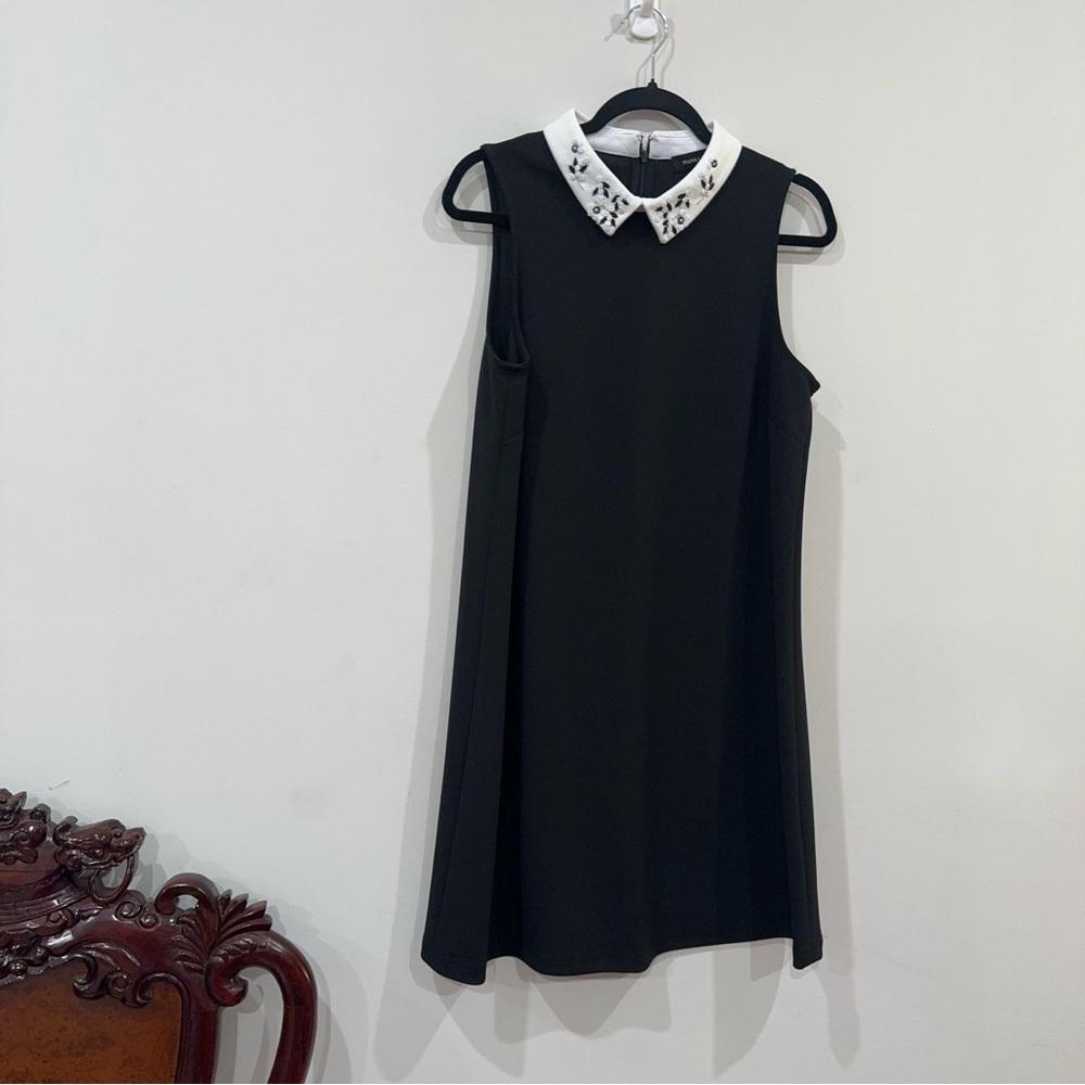 Wednesday Goth Embellished-Collar Sheath Dress